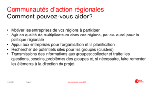 Diapositive pour Comunautés d'action régionales